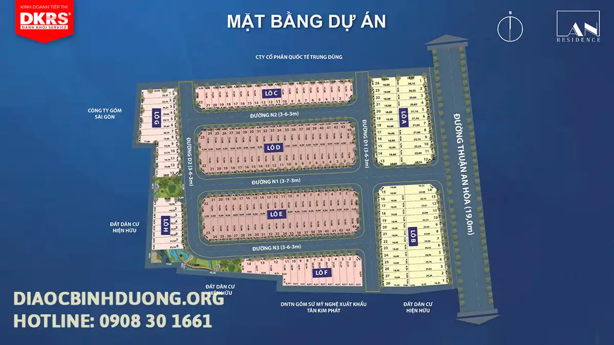Mặt bằng dự án đất nền AN Residence Thuận An