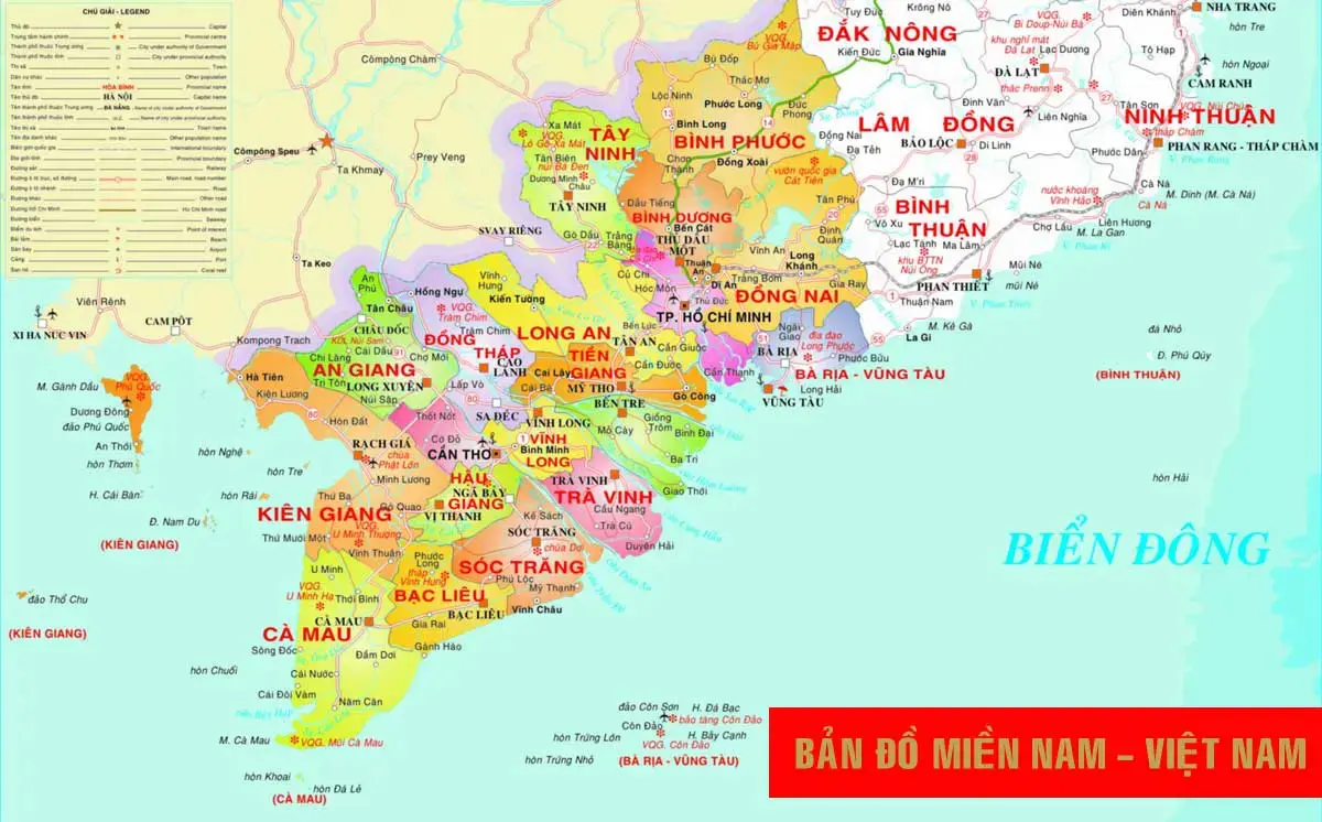 Bản đồ Miền Nam – Việt Nam